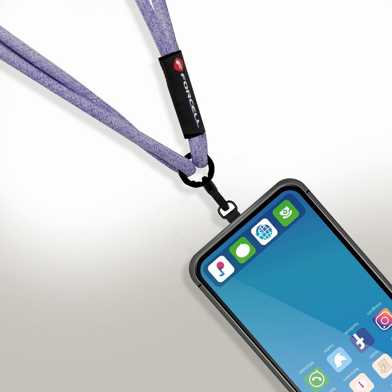Smycz do telefonu crossbody z regulacją długości Forcell F-Design S10X165 (max 82,5cm w pętli) szaro fioletowa
