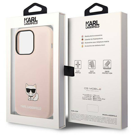 Original Case IPHONE 14 PRO MAX Karl Lagerfeld Hardcase Silicone Choupette Body light pink