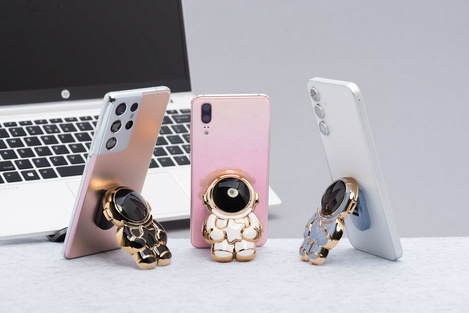 Stojak na telefon ASTRONAUTA - naklejany - czarny