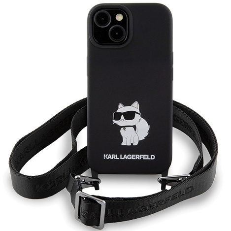 Karl Lagerfeld KLHCP15SSCBSCNK iPhone 15 6,1&quot; Hardcase schwarz/schwarz Crossbody Silikon Choupette