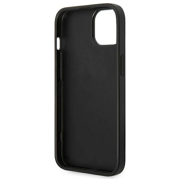 Guess Saffiano Metal Logo Stripes - Etui iPhone 14 Plus (czarny)