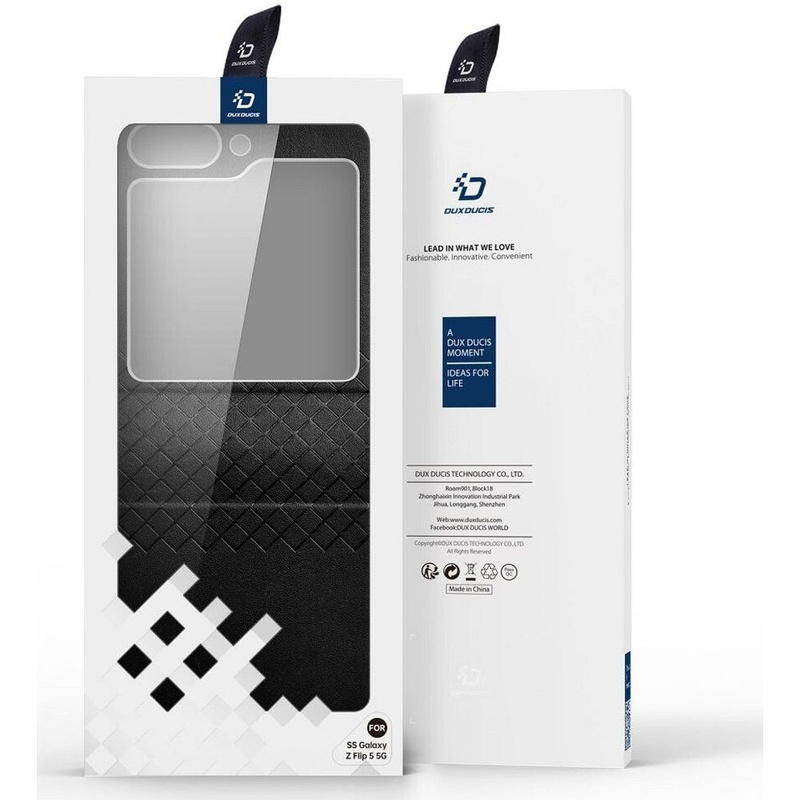 Samsung Galaxy Z Flip5 5G Flip Ledertasche Wallet Back Cover Dux Ducis Bril - Schwarz