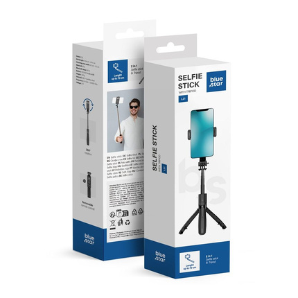 BLUE STAR uchwyt selfie z pilotem bezprzewodowym tripod L21 czarny