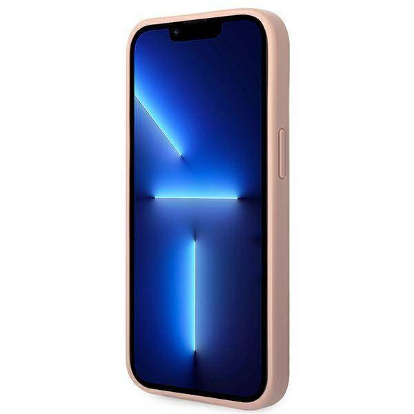 Guess Saffiano Metal Logo Stripes - Etui iPhone 14 Plus (różowy)