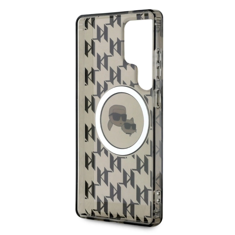 Etui Karl Lagerfeld Button Karl & Choupette Heads On KL Pattern MagSafe Samsung Galaxy S25 Ultra czarny