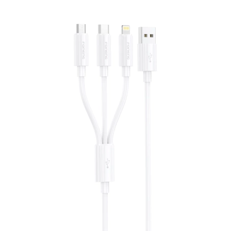 FONENG kabel XS07 3w1 3A 1.2M Biały