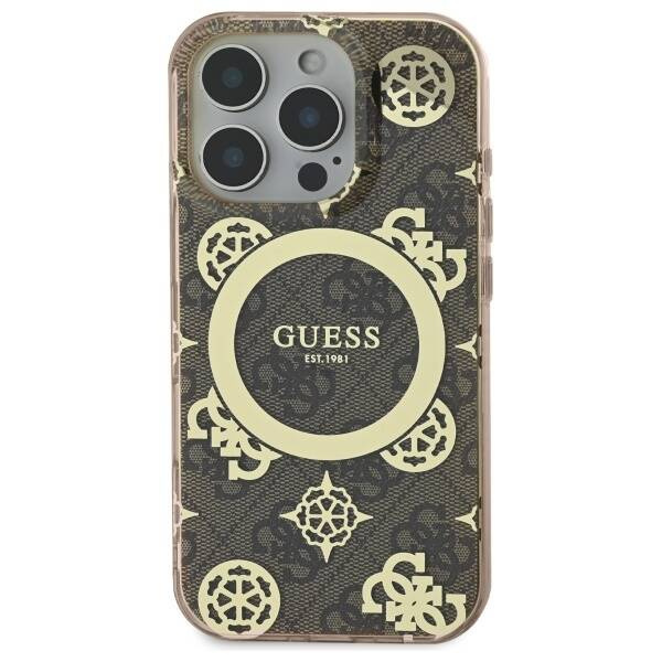 Original Case IPHONE 16 PRO MAX Guess Hardcase IML Peony On 4G Background MagSafe (GUHMP16XH4PYEEW) brown