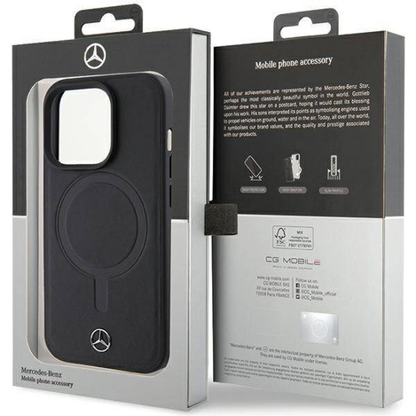 Etui Mercedes Smooth Leather MagSafe do iPhone 15 Pro - czarne