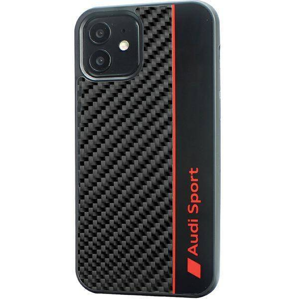 Audi Carbon Fiber Stripe iPhone 12/12 Pro 6,1&quot; schwarz/schwarz Hardcase AUS-TPUPCIP12P-R8/D1-BK
