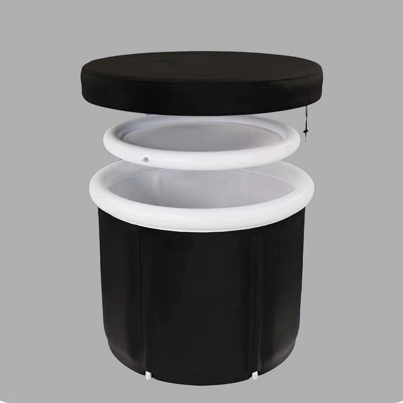 Składana przenośna dmuchana wanna balia do kąpieli 75 x 75 cm czarna