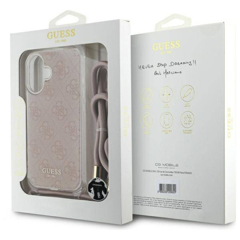 Original Handyhülle IPHONE 16 Guess Hardcase Crossbody Cord 4G Print (GUHCP16SHC4SEP)