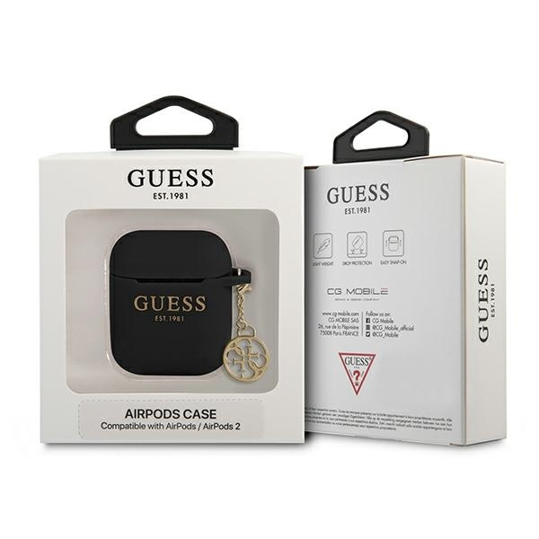 Guess GUA2LSC4EK AirPods 1/2 Abdeckung schwarz / schwarze Silikon-Charm-Kollektion