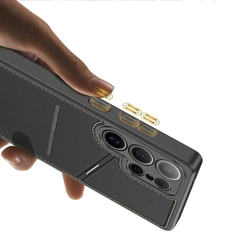 Dux Ducis Rafi II Case for Samsung Galaxy S25 Ultra with Stand and Wallet - Black