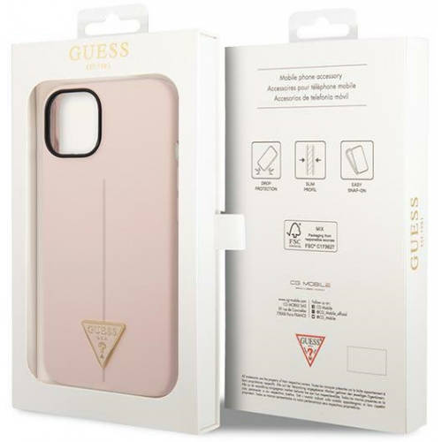 Guess Silicone Triangle Logo - Etui iPhone 14 (różowy)