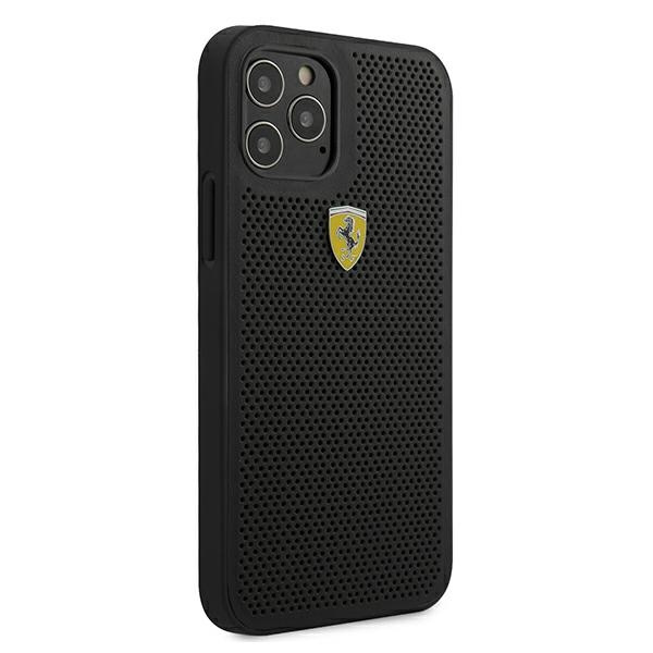 Ferrari FESPEHCP12MBK iPhone 12 Pro / iPhone 12 czarny/black hardcase On Track Perforated