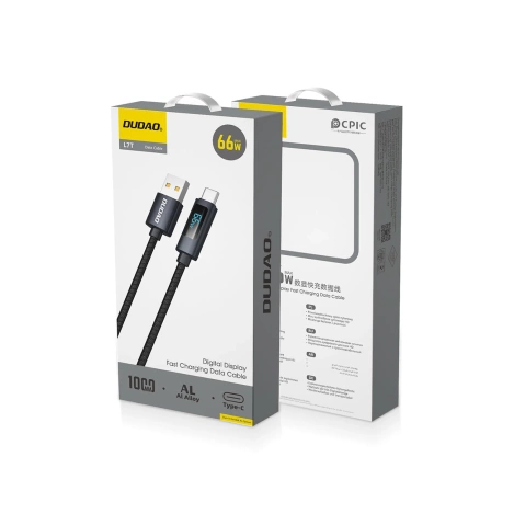 Dudao L7T USB-A - USB-C 66W Kabel mit LED-Anzeige 1m - Schwarz