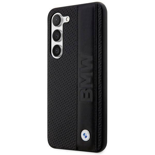 Case BMW BMHCS23M22RDPK S23+ S916 black/black hardcase Leather Textured &amp; Stripe