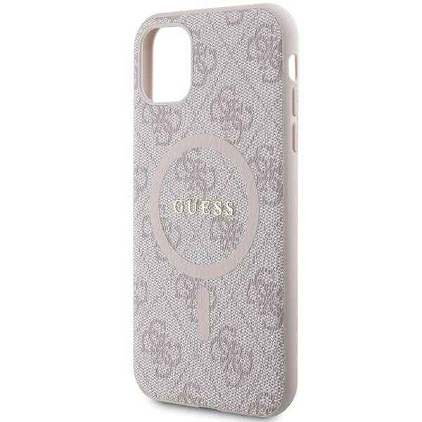 Oryginalne Etui GUESS Hardcase GUHMN61G4GFRP do iPhone 11 (Kompatybilny z Magsafe / 4G Ring classic logo / różowy)
