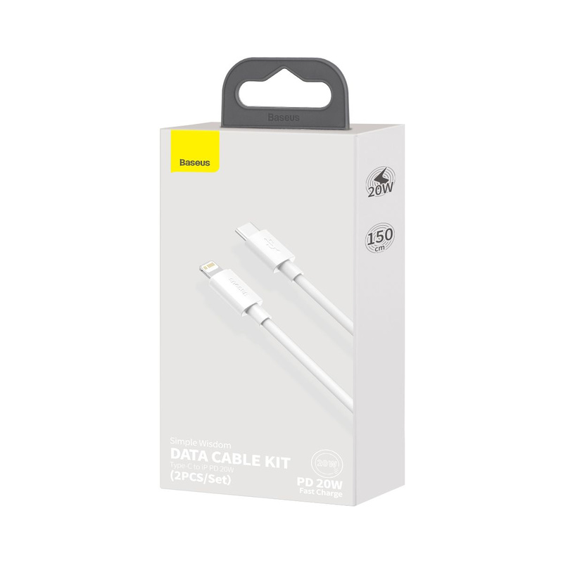 Baseus 2x kabel USB Typ C - Lightning szybkie ładowanie Power Delivery 20 W 1,5 m biały (TZCATLZJ-02)