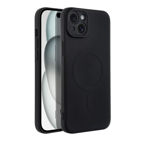 Etui do iPhone 15+ (Plus) MagSafe czarne + Szkło na ekran + Szkło na aparat