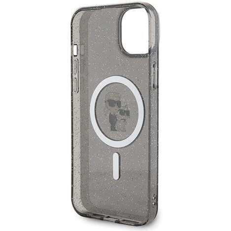 Karl Lagerfeld Karl&amp;Choupette Glitzer MagSafe Hülle für iPhone 15 – Schwarz