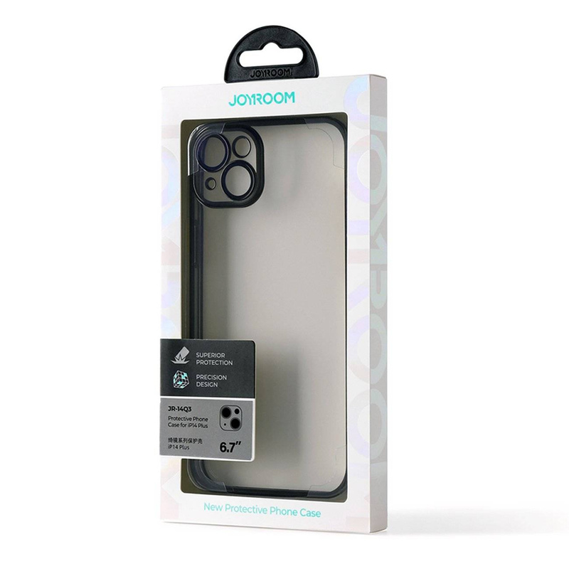 Joyroom 14Q Case Hülle für iPhone 14 Plus Hülle mit Metallic-Rahmen schwarz (JR-14Q3-black)