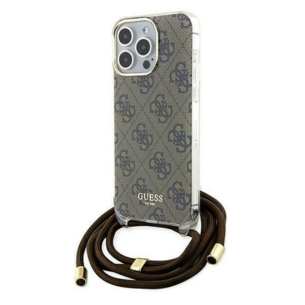 Guess nakładka do iPhone 15 Pro 6,1" GUHCP15LHC4SEW HC CROSSBODY CORD 4G PRINT brązowa