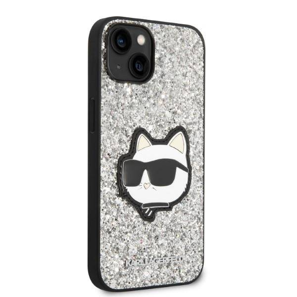Karl Lagerfeld NFT Glitter Choupette Patch - Etui iPhone 14 (srebrny)