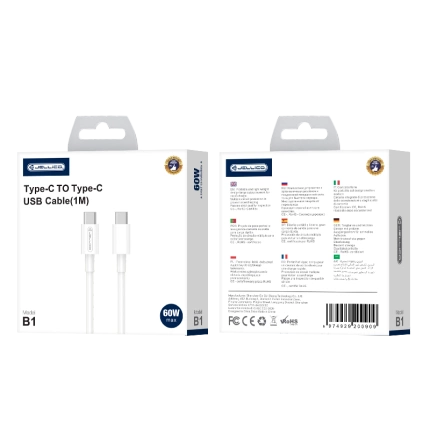 JELLICO Kabel B1 USB-C - USB-C PD 60W 1M weiss
