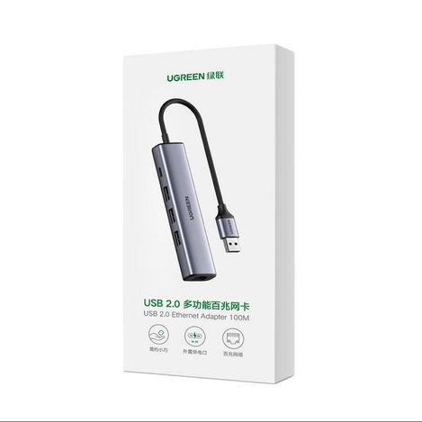 Ugreen wielofunkcyjny adapter HUB USB 3.0 - 3 x USB / Ethernet RJ-45 / USB Typ C PD szary (CM475)
