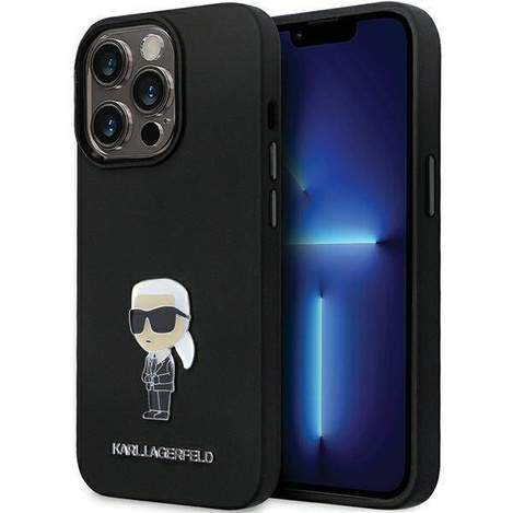 Karl Lagerfeld nakładka do iPhone 14 Pro 6,1" KLHCP14LSMHKNPK czarna HC Silicone Ikonik Metal Pin