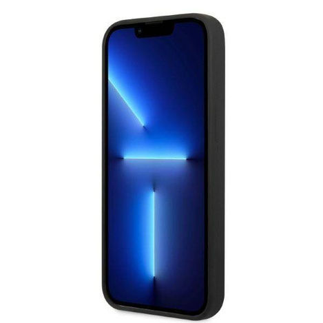 Oryginalne Etui IPHONE 13 MINI Guess Hard Case Silicone Logo Plate MagSafe (GUHMP13SSPLK) czarne