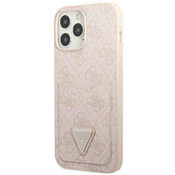 Etui IPHONE 13 PRO Guess Hardcase 4G Triangle Logo Cardslot (GUHCP13LP4TPP) różowe
