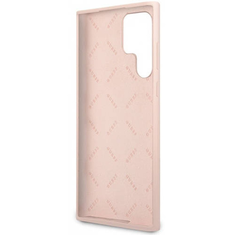 Guess Silicone Script Metal Logo - Etui Samsung Galaxy S23 Ultra (różowy)