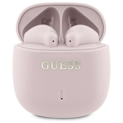 Oryginalne Słuchawki Bluetooth TWS GUESS Printed Classic Logo - GUTWSJ14ESGP+ stacja dokująca różowe