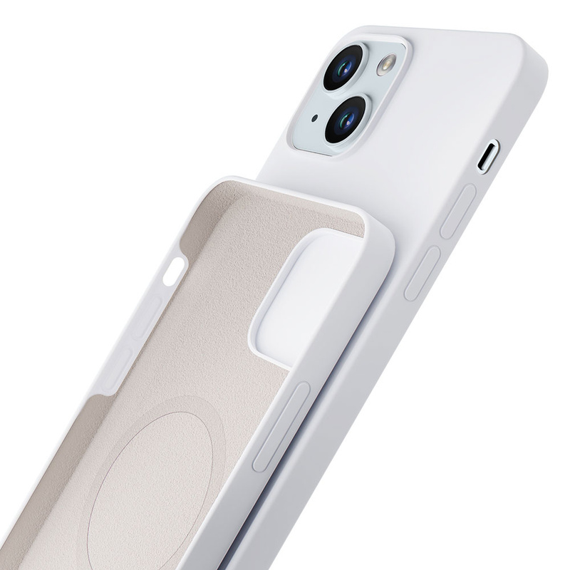 Apple iPhone 15 Plus - 3mk Hardy Silikon MagCase Silber-Weiß