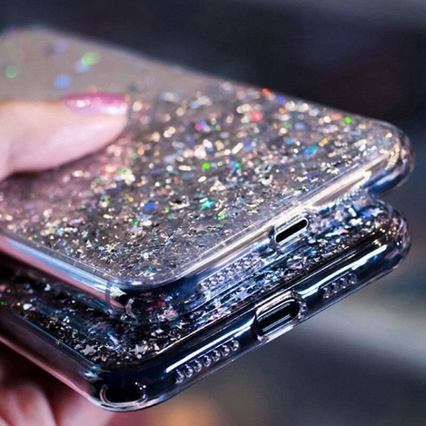Case IPHONE 14 Sequins Glue Glitter Case black