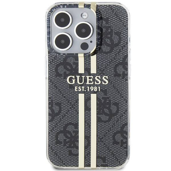 Oryginalne Etui GUESS Hardcase GUHCP15LH4PSEGK do iPhone 15 Pro (4G Gold  Stripe / czarny)