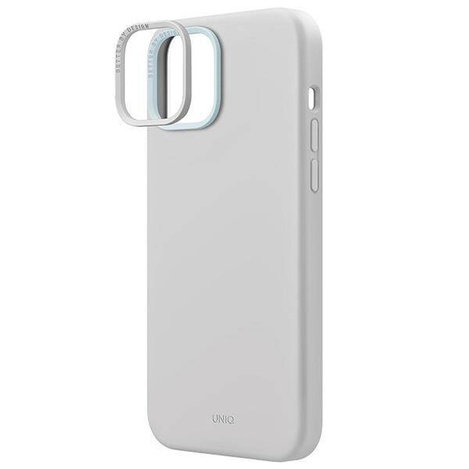Uniq Lino Hue iPhone 15 Hülle 6,1&quot; Magclick Charging Hellgrau/Kreidegrau