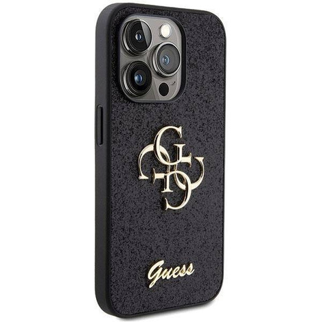 Guess Glitter Script Big 4G case for iPhone 15 Pro - black