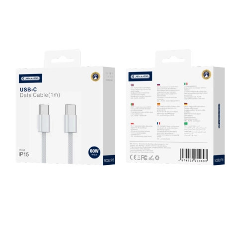 JELLICO kabel IP15 USB-C - USB-C PD 60W 1M Biały
