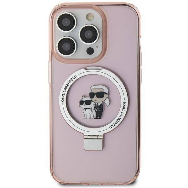 Karl Lagerfeld KLHMP15XHMRSKCP iPhone 15 Pro Max 6,7" rosa/rosa Hardcase Ringständer Karl&Choupette MagSafe