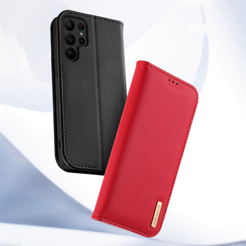 DUX DUCIS Hivo - skórzane etui portfelik do Samsung Galaxy S24 Plus czerwone
