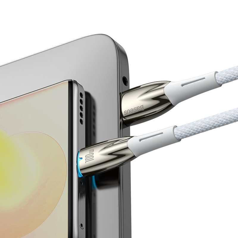 USB cable for USB-C Baseus Glimmer Series, 100W, 1m (White)