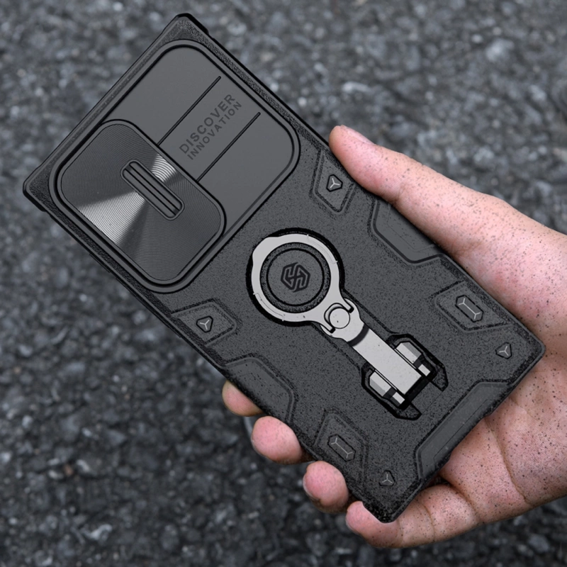 Nillkin CamShield Armor Pro Case etui Samsung Galaxy S23 Ultra pancerny pokrowiec z osłoną na aparat ring podstawka czarne