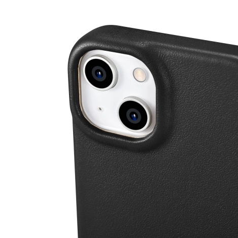 iCarer CE Premium Leather Folio Case skórzane etui iPhone 14 Plus z klapką magnetyczne MagSafe czarny (WMI14220715-BK)