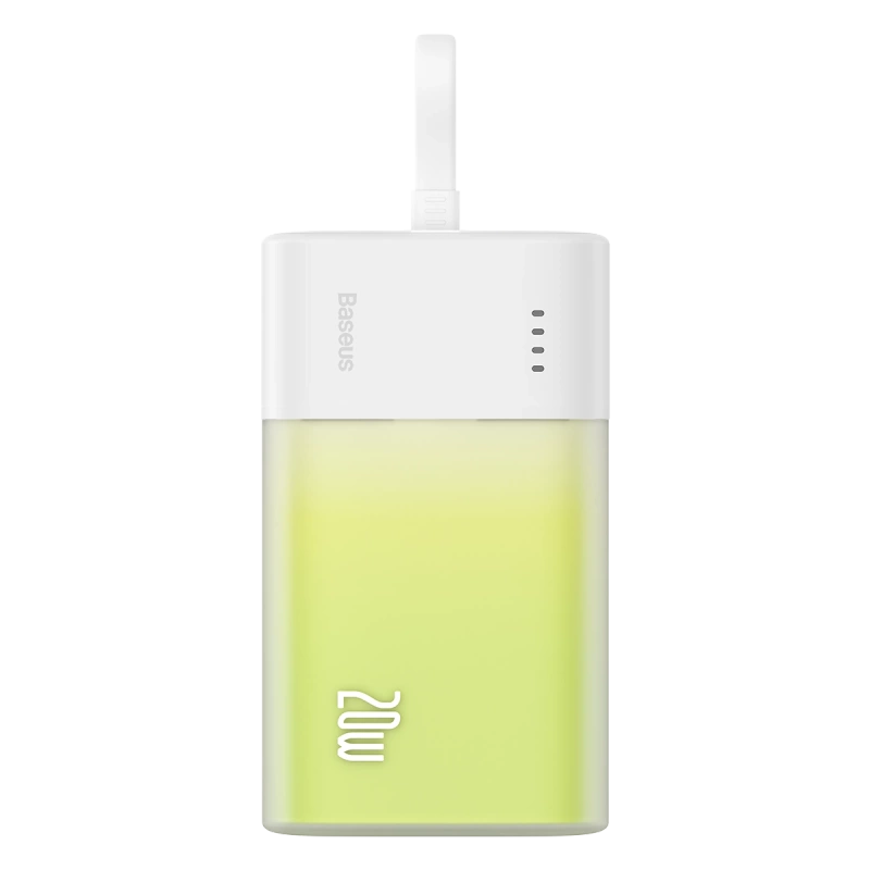 Baseus Popsicle 5200 mAh 20 W Powerbank mit integriertem Lightning Kabel (+ weißes Baseus Simple USB-C - USB-C 60 W/20 V/3 A/30 cm Kabel) – weiß-grün