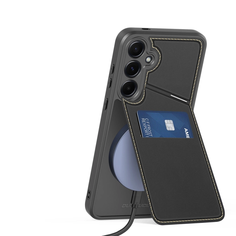 Dux Ducis Rafi II Hülle für Samsung Galaxy S25+ mit Ständer und Geldbörse – Schwarz