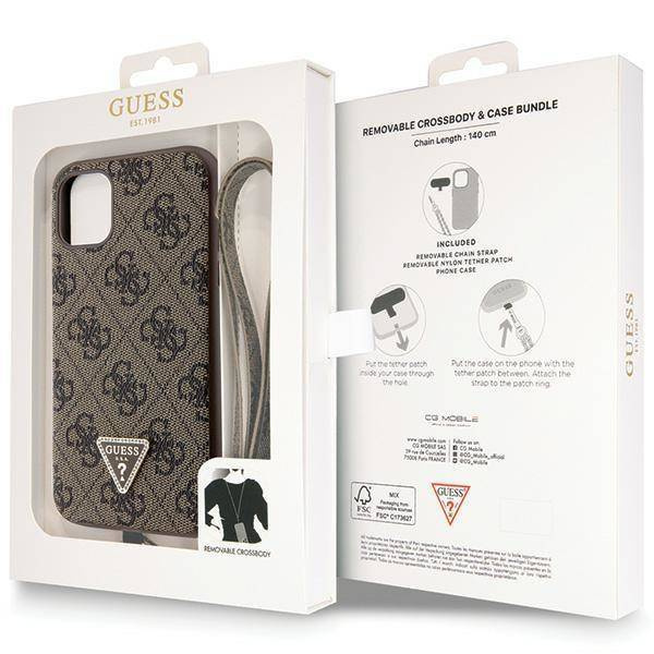 Original Case IPHONE 11 / XR Guess Hardcase Crossbody 4G Metal Logo (GUHCN61P4TDSCPW) brown