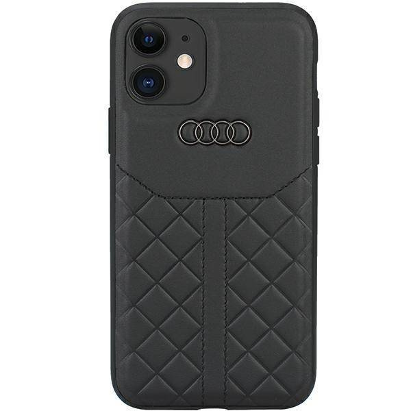 Audi Echtleder iPhone 12/12 Pro 6,1&quot; schwarz/schwarz Hardcase AU-TPUPCIP12P-Q8/D1-BK